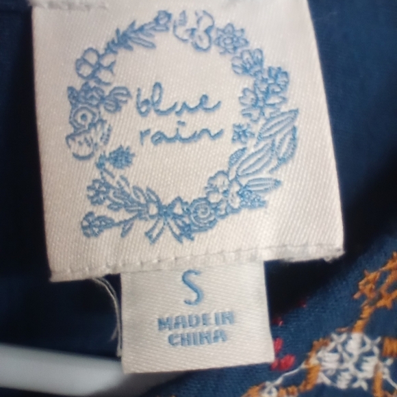 Blue Rain Francesca's Size Small Mini Dress Or Long Shirt Blue Floral Boho - Picture 11 of 12